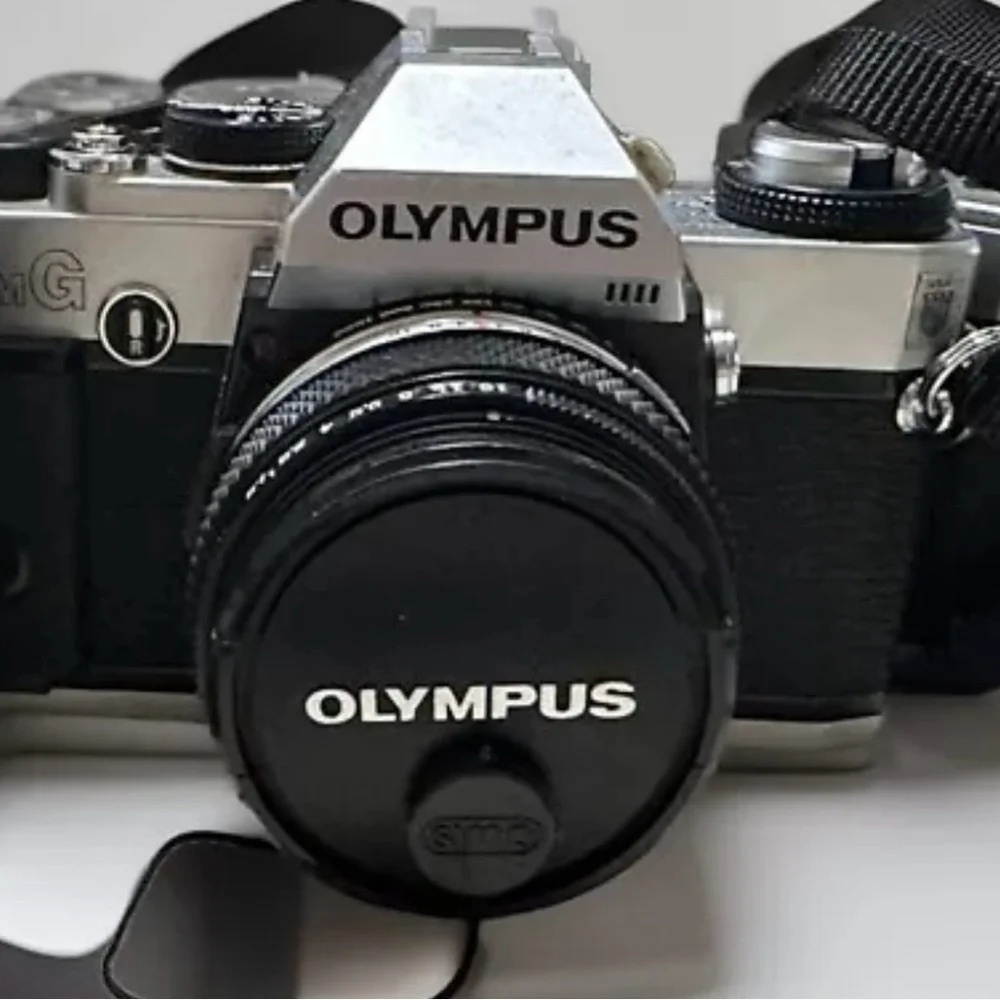 Vintage Olympus OMG & OM-10 Film Camera Collection w/ External Flash, Lens, Bag